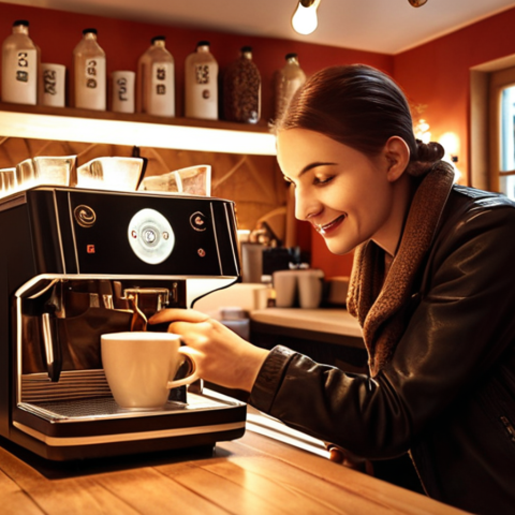 **A cozy Polish cafe scene, barista passionately preparing coffee art, warm lighting, loyal customers enjoying their drinks, focus on the cafe's inviting atmosphere and connection with the community. Emphasize the storytelling aspect of the brand.**