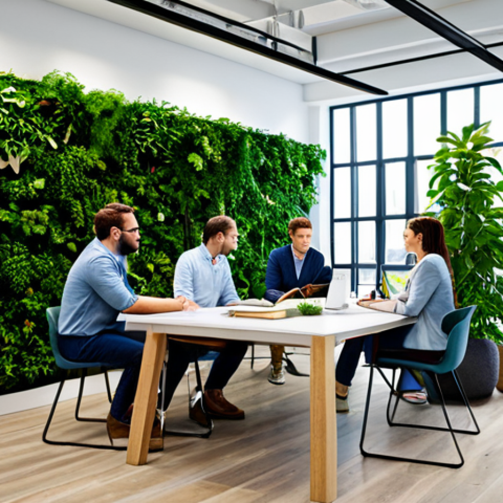 **
"A diverse group of professionals brainstorming innovative solutions in a modern co-working space filled with plants, fully clothed, appropriate attire, safe for work, perfect anatomy, natural proportions, collaborative environment, professional setting, high quality, family-friendly."
**