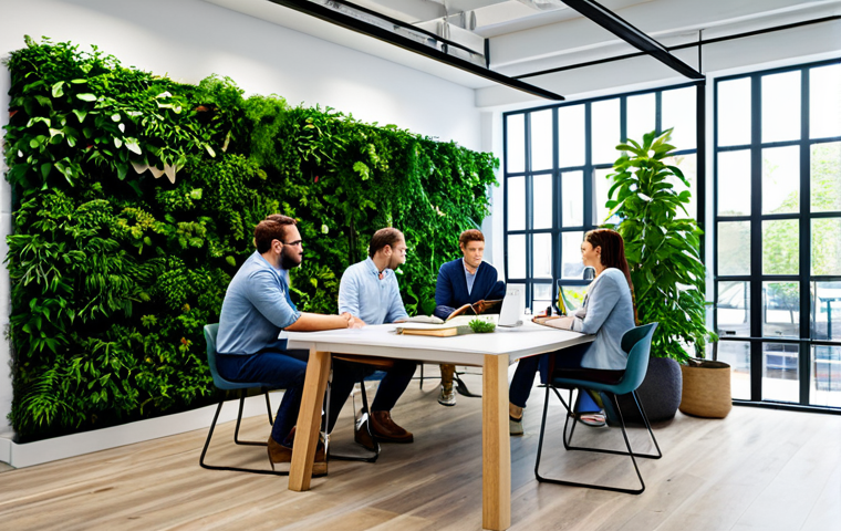 **
"A diverse group of professionals brainstorming innovative solutions in a modern co-working space filled with plants, fully clothed, appropriate attire, safe for work, perfect anatomy, natural proportions, collaborative environment, professional setting, high quality, family-friendly."
**