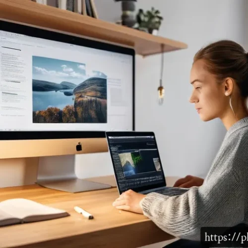 크리에이티브 허브의 정책 및 법적 고려 사항 - A modern digital workspace scene in a cozy Polish home office, featuring a young creative profession...