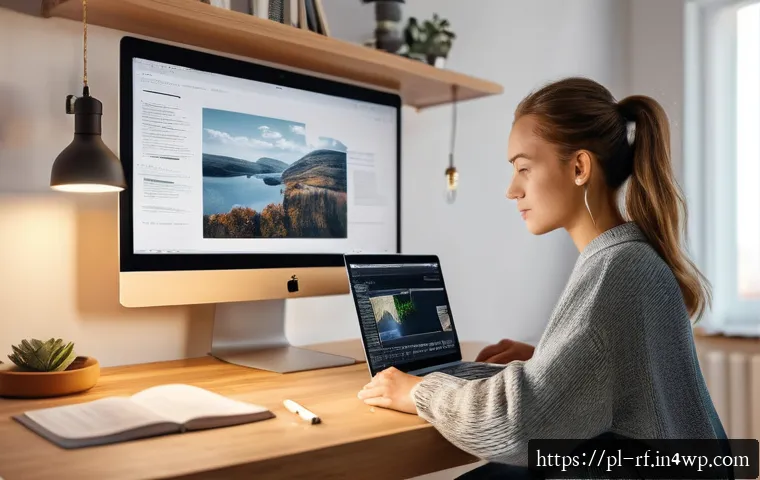 크리에이티브 허브의 정책 및 법적 고려 사항 - A modern digital workspace scene in a cozy Polish home office, featuring a young creative profession...