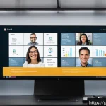 크리에이티브 허브에서의 학습 커뮤니티 구축 - A vibrant online webinar scene featuring a diverse group of Polish adults engaged in a live Q&A sess...