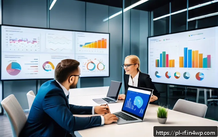 크리에이티브 허브의 데이터 기반 의사결정 - A modern office scene depicting a diverse team of Polish business professionals analyzing customer b...