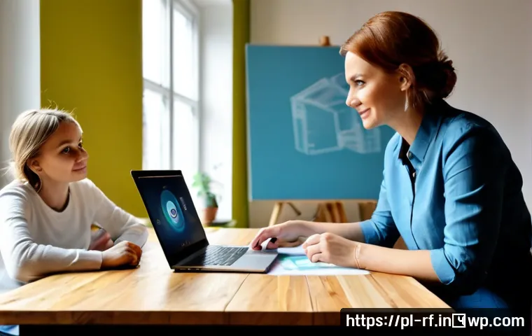 Home 17 크리에이티브 허브의 멘토링 프로그램 활용법 - Photorealistic mentoring session in a modern creative hub in Warsaw, experienced Polish female desig...