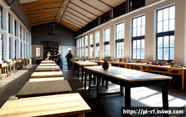 Home 17 크리에이티브 허브와 지역 경제 활성화 - Photorealistic wide-angle interior of a renovated creative hub in a historic Polish industrial build...
